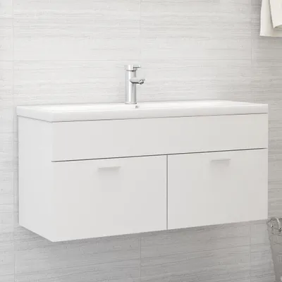 Productafbeelding van Wastafelset "Parchtitz" van keramiek, kleur wit. Afmetingen (L/B/H/D): 101x39x18x38 cm