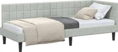 Obrázek produktu pro vidaXL Rohový rám postele s čelem světle šedý 80 cm x 200 cm sametový