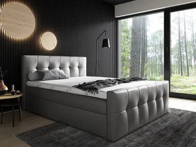 Produktbild von Boxspringbett Schlafzimmerbett OWEN 180x200cm Kunstleder Grau