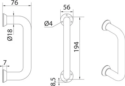 Zdjęcie produktu dla Jednostronny uchwyt drzwiowy L-200 mm biały