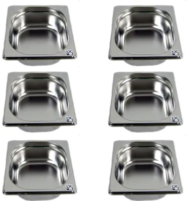 Produktbild von AcMax 6 Stück GN 1/6 Gastronormbehälter GN-Behälter Edelstahl 1,0 Liter Tiefe 65mm Gastronorm