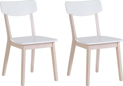 Zdjęcie produktu dla BELIANI Zestaw 2 krzeseł białych drewniane nogi do jadalni styl skandynawski minimalistyczny