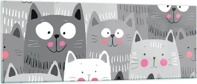 Produktbild von Bilder auf glas - Kittys Tiere Illustration - 140x50cm - Glasbilder - Wandbilder - Kunstdruck - zum Aufhängen bereit - Wanddekoration aus Glas - Glas Bilder - Wandbild auf Glas - GAB140x50-2890