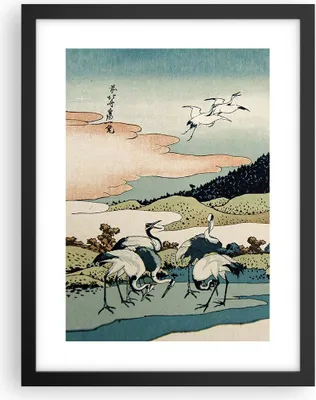 Produktbild von Gerahmtes Poster - Schwarzer Rahmen - Japan Kraniche Bild - 30x40 cm - Wand Bild - Wanddeko - Wandbilder - Kunstposter - Wandposter - Bilderrahmen - Bilder - Kunstdruck - P2BPA30x40-4541