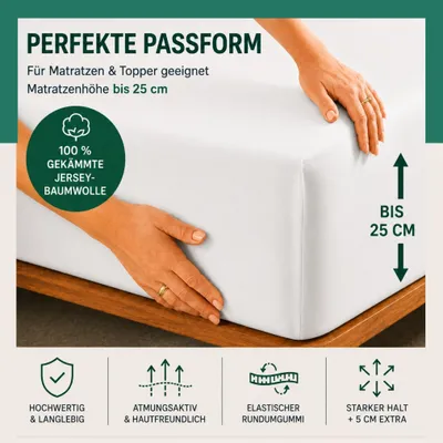 Zdjęcie produktu dla Pościel jerseyowa, 140 x 200 cm, 100% bawełna, kolor beżowy, do sypialni