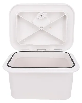 Image de Boîte de rangement marine en ABS 37,5 x 27 x 17,5 cm - Rangement intégré pour bateau : appâts, matériel de pêche et outils - Blanc