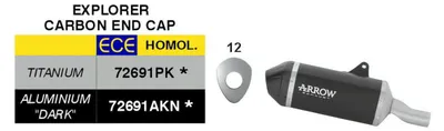 Immagine prodotto di Marmitta Slip-On ARROW omologata Explorer nero alluminio per Suzuki V-STROM 800DE/SE E5+