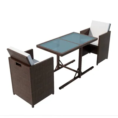 Obrázek produktu pro vidaXL 3dílná bistro souprava s polštáři Poly Rattan Brown