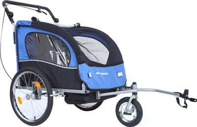 Produktbild von Øvre Eidfjord "Alpström" 2-in-1 Fahrradanhänger & Kinderwagen für 1–2 Kinder, 40 kg, mit Sicherheitsgurt, Reflektoren, blau | EID-5