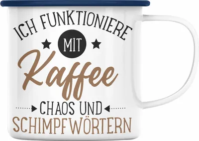 Produktbild von Trendation - Lustige Emaille Tassen Für Frauen Männer Sprüche Geschenk Spruch für Büro Vater Geschenk (Blau)