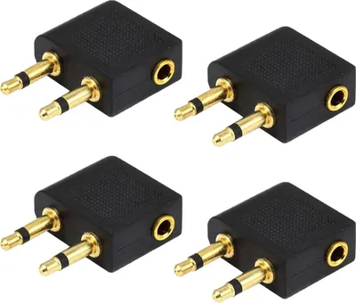 Zdjęcie produktu dla Adapter słuchawkowy do samolotu, podwójna wtyczka 3,5 mm do gniazda, wtyczka do samolotu na podróż, 4 sztuki