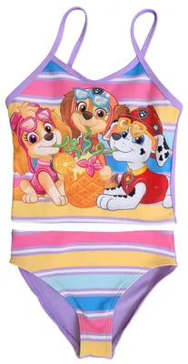 Produktbild von Paw Patrol Tankini Badeanzug für Mädchen - Rainbow Stripes Zweiteiler Kinder Schwimmanzug Lila 98-104