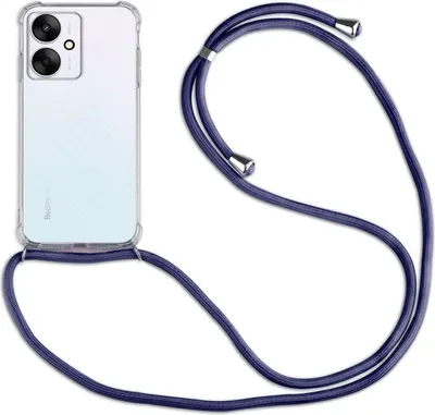 A clear product shot of a smartphone case with a lanyard attached, presented on a white background.