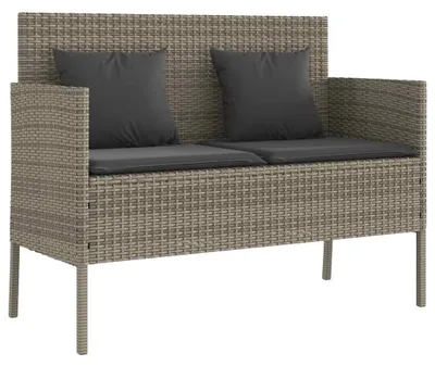 Produktbild von vidaXL Gartenbank mit Kissen Grau Poly Rattan