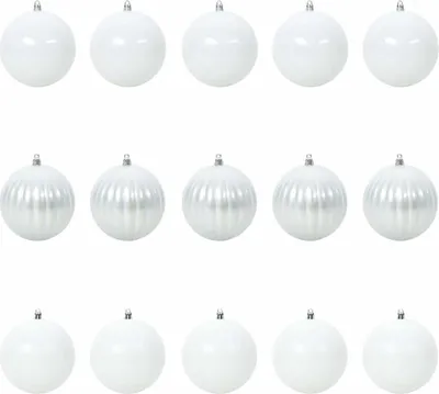 Produktbild von vidaXL Weihnachtsbaumkugel Set XL 15 pcs Weiß Kunststoff