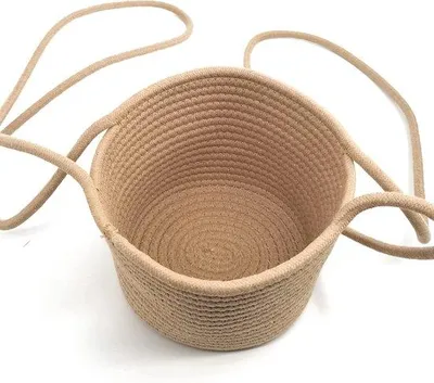 Produktbild von Geflochten Macramé Blumenkorb, 20 cm Durchmesser, Boho-Blumen, Seegras, Jute, Wanddekoration, Innen- und Außenbereich
