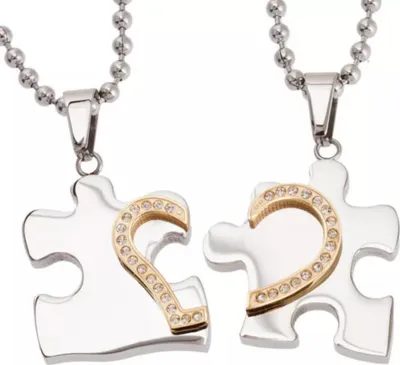 Produktbild von Partneranhänger Edelstahl Puzzle Herz 2 Partnerketten
