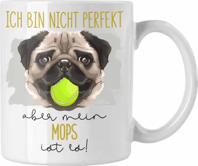 Produktbild von Trendation - Mops Besitzer Tasse Geschenk Lustiger Spruch Geschenkidee Besitzerin Ich Bin Nicht Perfekt Aber Mein Mops Ist Es (Weiß)