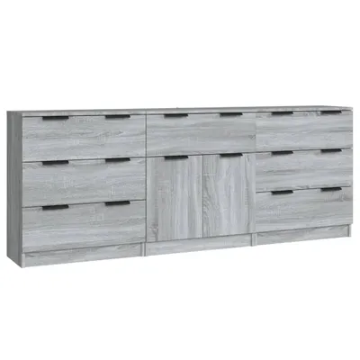 Produktbild von 3-tlg. Sideboard Grau Sonoma Holzwerkstoff