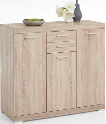 Produktbild von Kommode Sideboard mit 3 Türen und 2 Schubkästen YORK-10 Eiche Nb. B x H x T ca. 129,9 x 89,9 x 34,9 cm