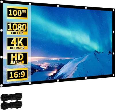 Obrázok produktu pre 100-palcové premietacie plátno, rozlíšenie HD, dizajn proti vráskam, 100 palcov