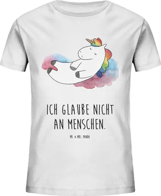 Produktbild von Mr. & Mrs. Panda Kleinkinder T-Shirt Einhorn Wolke 7 12-14 Jahre (152/164) - Weiß - Geschenk, Kindershirt, Verliebt, Öko Kinder, Menschen, Unicorn, Einhörner, Shirt, Bio