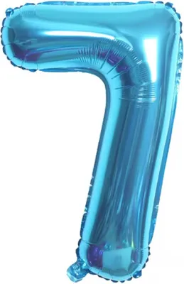 Image de Jumada's – Ballon chiffre décoratif, 70 cm, bleu, avec le chiffre 7. Ballon en aluminium
