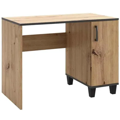 Produktbild von Schreibtisch P8 100x79x56 cm mit Tür, aus Holzbeine, Computertisch in Loft Stil, Eiche Artisan