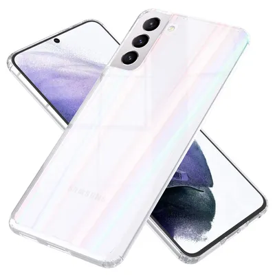 Produktbild von NALIA Hartglas Case für Samsung Galaxy S21+, Transparent Regenbogen Cover Case