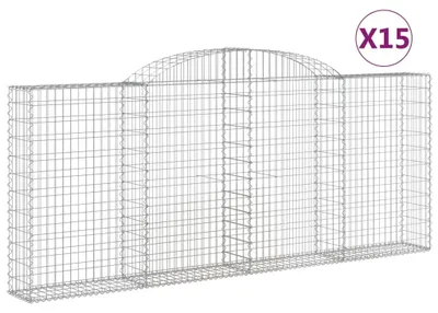 Produktbild von vidaXL Gabionen mit Hochbogen 15 Stk 300x30x120/140cm Verzinktes Eisen