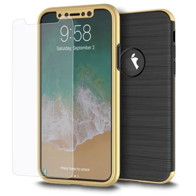 Image de Coque 2 en 1 pour Samsung Galaxy S8, protection à 360 degrés, couverture intégrale, couleur or