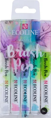 Produktbild von Talens Ecoline, 5 Stück(e), Rose, Blau, Grün, Grau, Violett, Mehrfarbig, Weiß, Rund, Tinte auf Wasserbasis, Sichtverpackung