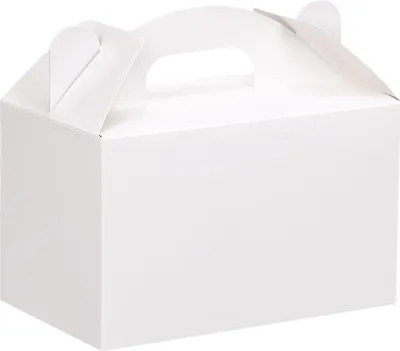 Produktbild von 48er-Pack weiße Gastgeschenkboxen, formschöne Geschenkboxen mit Griffen für Geburtstag, Hochzeit und Babyparty