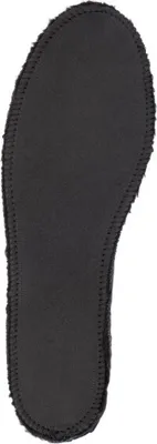 A black shoe insole is shown from above against a white background.