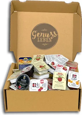 Produktbild von Genussleben Box mit 900g Konfitüre Mix - 4 Wochen Genuss