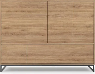 Produktbild von BETTSO Geräumige Kommode GENUA – Eiche auf schwarzem Gestell, 9 Fächer, PUSH TO OPEN, 160x120x45 cm