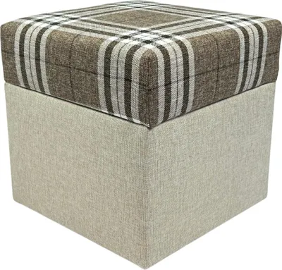 Zdjęcie produktu dla Pufa otwierana LOBOX 40x40 cm plecionka dwukolorowa ze schowkiem siedzisko klasyczne do salonu cappuchino