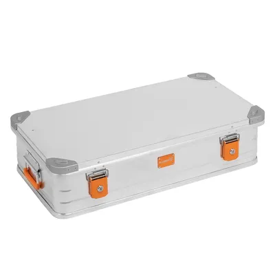 Produktbild von ALUBOX flache stapelbare Kiste 20,5cm hoch Alu mit Dichtungsring- passt auf die E92 - Stapelecken - abschließbar leicht - 50 Liter