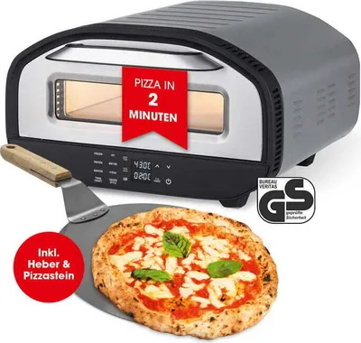 Produktbild von GOURMETmaxx Elektro-Pizzaofen mit Pizza-Heber - Edelstahl/schwarz