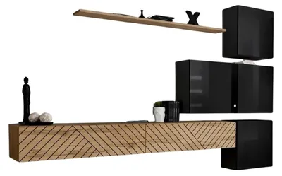 Zdjęcie produktu dla Meblościanka RIONATA 9 - dąb wotan / czarny