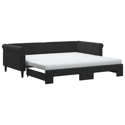 Immagine prodotto di vidaXL Divano letto estraibile con materasso Nero 100x200 cm Velluto
