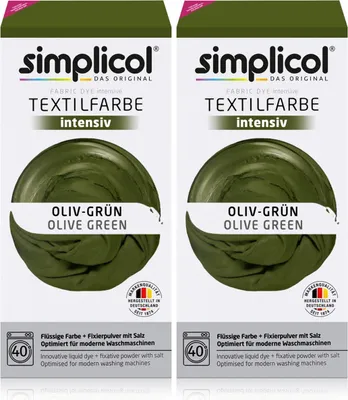 Simplicol Textilfarbe intensiv Oliv-Grün - Einfaches Färben (2er Pack)