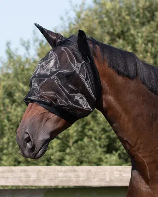 Image de QHP Masque anti-mouches avec oreilles fin noir, QHP17_Taille:Shetty