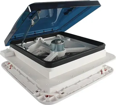 Produktbild von Wohnwagen/Wohnmobil Belüftung - Dachventilator - 12V - Umschaltbare Zu-/Abluft - LED 8W - 10 Flügel - 20–65 dB - 36×35,5×15 cm - Weiß