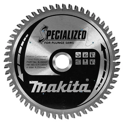 Image de Lame Carbure MAKITA B-09307 (B-33021) forme TCG spécialisée Aluminium, pour scies plongeantes Ø 165 mm 56 Dents