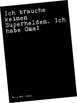 Produktbild von Mr. & Mrs. Panda Grußkarte Ich brauche keinen Superhelden.... - Schwarz - Geschenk, Dankeschön, Postkarte, Omi, Fotokarte, Postkarten, Sprüche, Kunstkarten, Danke, Enkel