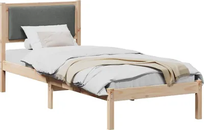 Image de Cadre de lit avec tête de lit Gris foncé 80 x 190 cm Pin massif