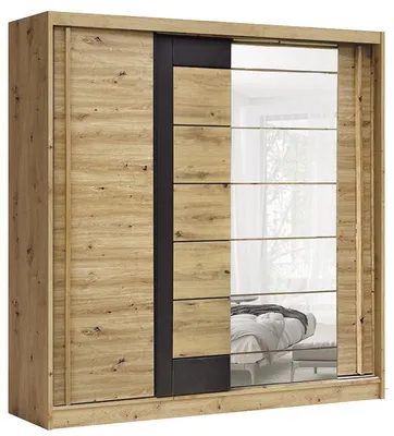Productafbeelding van AVANTGARDE Schuifdeurkast 200 cm met spiegel, Artisan/Graphit