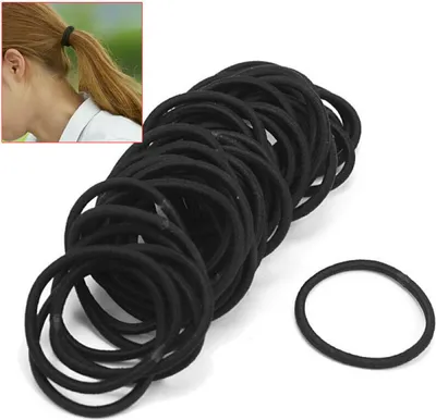 Produktbild von 100x Haargummi Haarband Schwarz Elastisch Pferdeschwanz Zopfgummi Haars