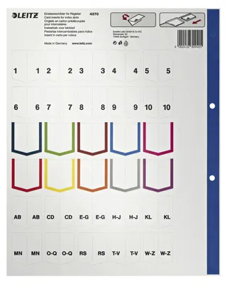 Produktbild von Leitz Register 12780000 blanko DIN A4 20teilig PP grau